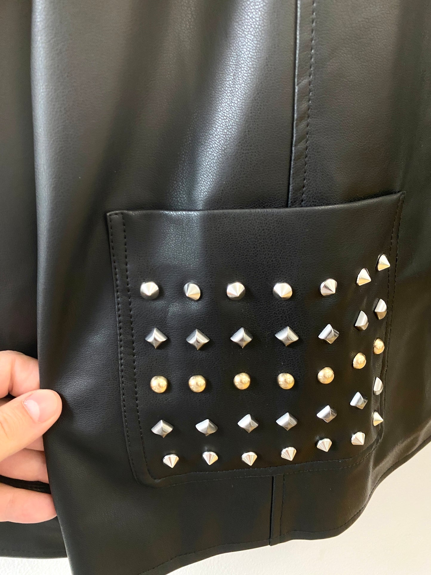 Dennis by Dennis Basso | Black Studded Faux Leather Jacket (Vintage)