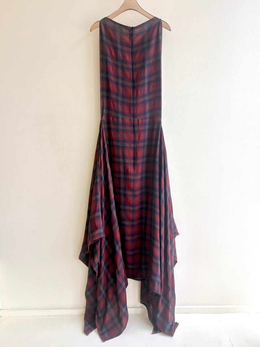 Zero - Waste Dress in Red, Blue, and Grey Plaid - Made X Hudson
