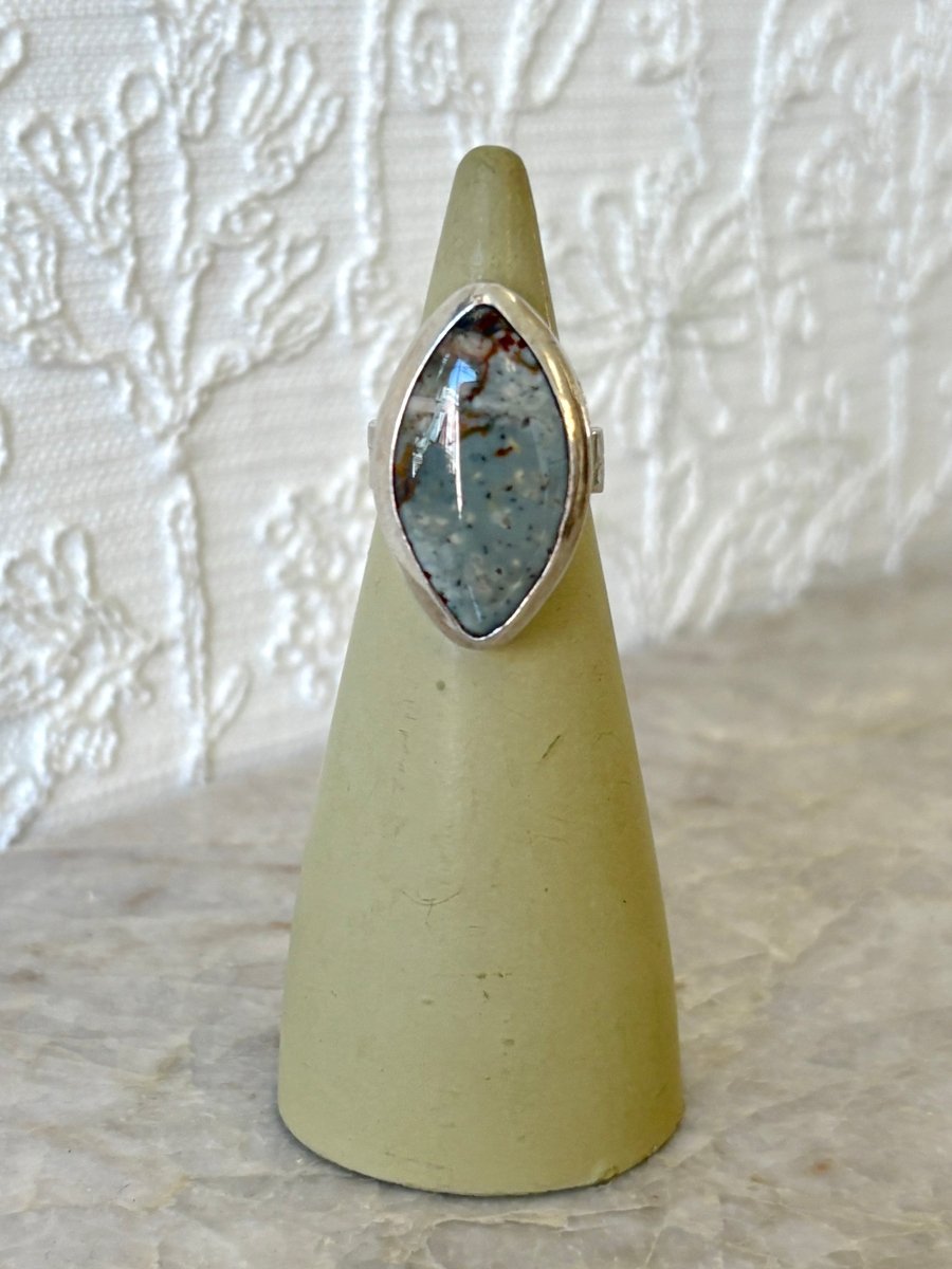 Handmade Sterling Silver & Diamond Shape Agate Stone Ring - Made X Hudson