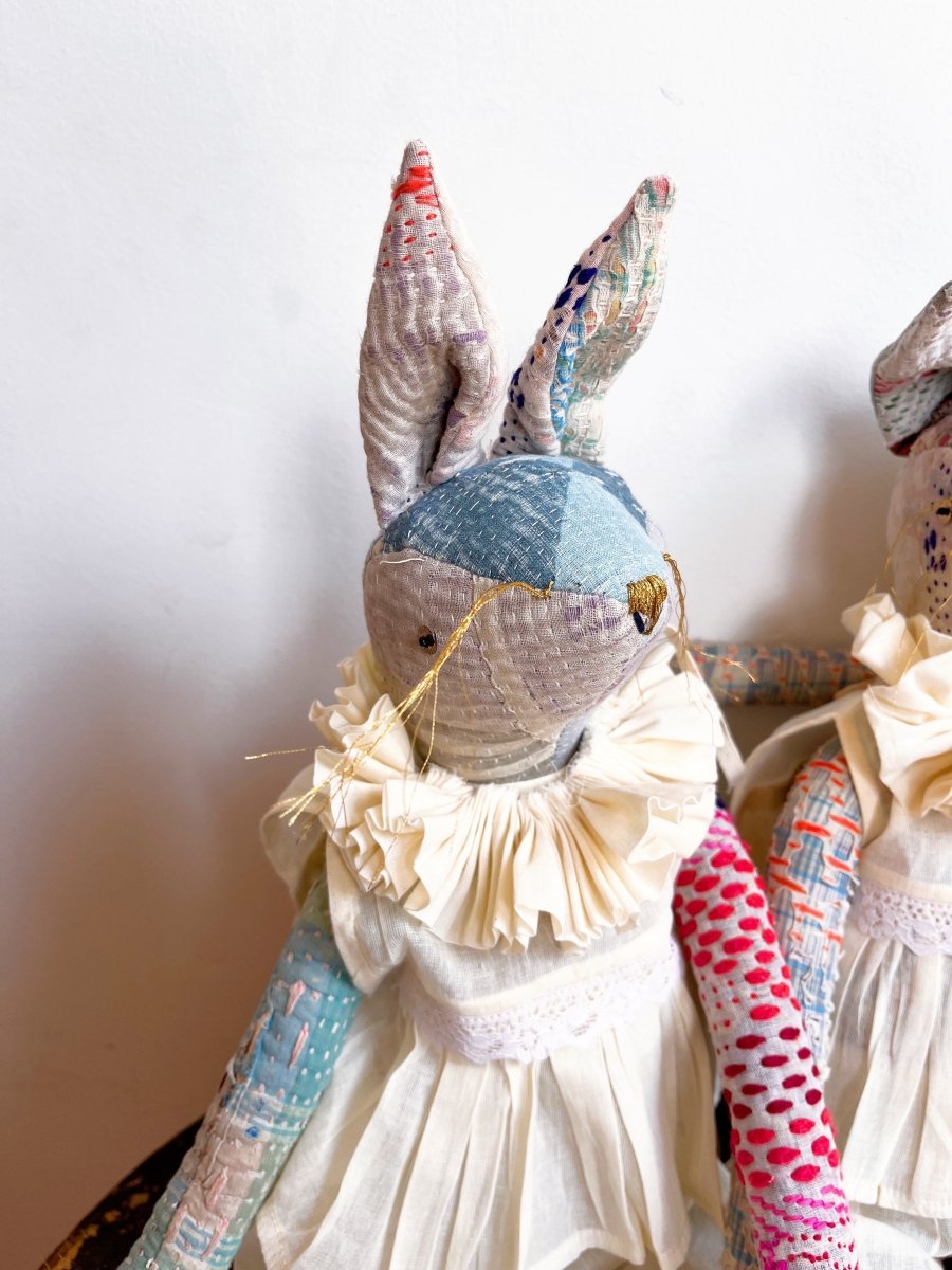 Kantha Ruffle Bunny Cotton Art Doll | Multiple Colors - Made X Hudson