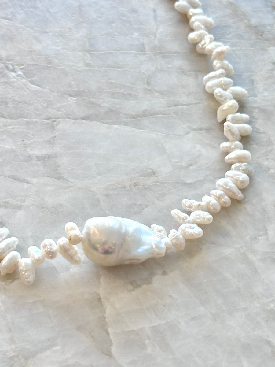 Pendant Baroque Pearl Necklace 18k Gold Fill Closure (16" Extends 18") - Made X Hudson