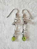 Handmade Sterling Silver Green Stone Dangle Earrings - Made X Hudson