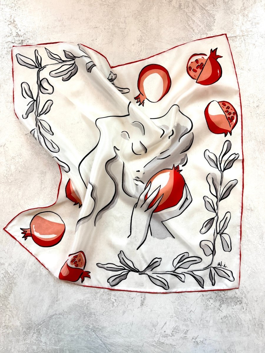 Persephone and Pomegranate Silk Scarf - Made X Hudson