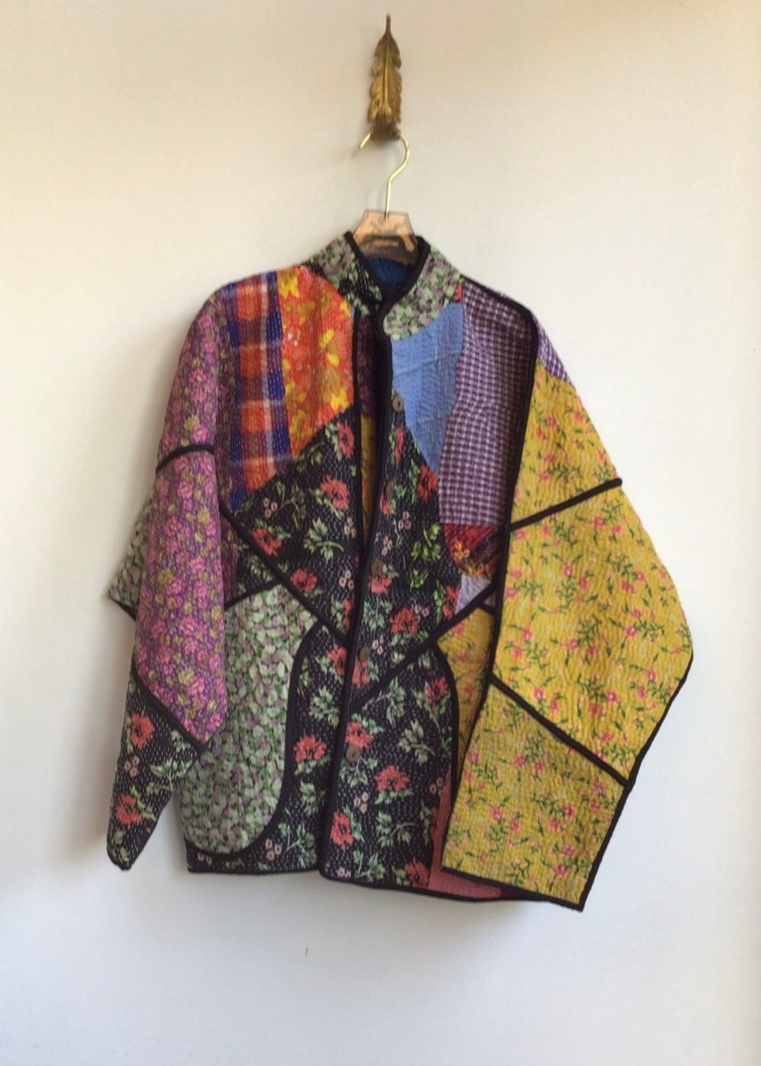 Reversible Ladhiya Quilted Jacket in Colors Blue, Black, Cream, Grey & Black, Red, Purple, Green - Made X Hudson