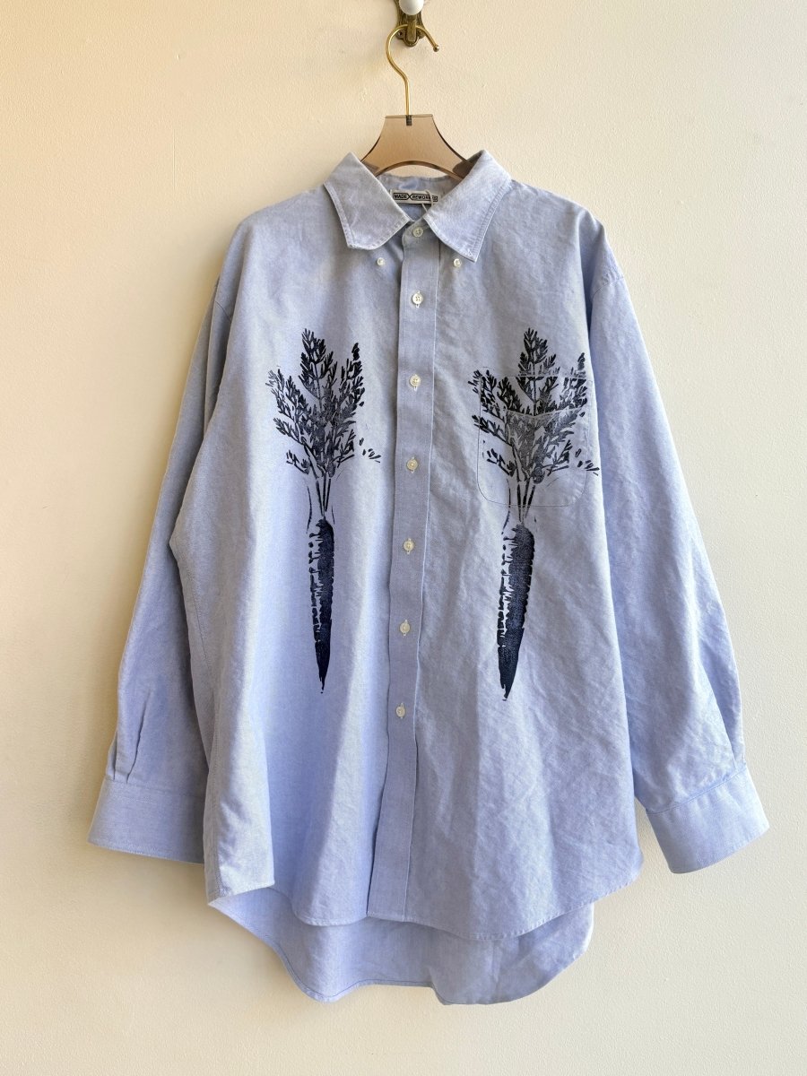 “Kim” Light Blue Carrot Print Shirt (Reworked) - Made X Hudson