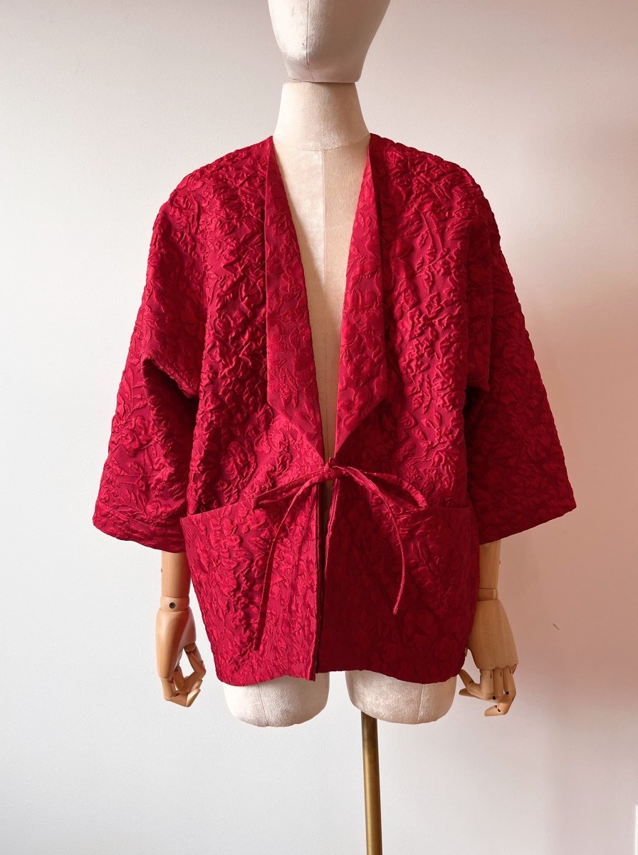 Scarlet Red Floral Chore Jacket - Made X Hudson