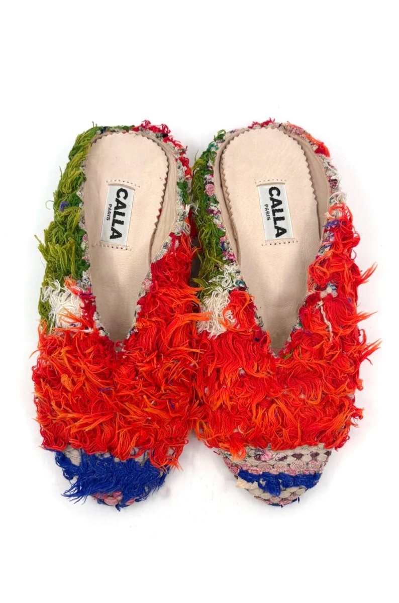 Aili Babouche “Qora” Mules In Colors Cherry Tomato, Seaweed, Cobalt (Size 37) - Made X Hudson