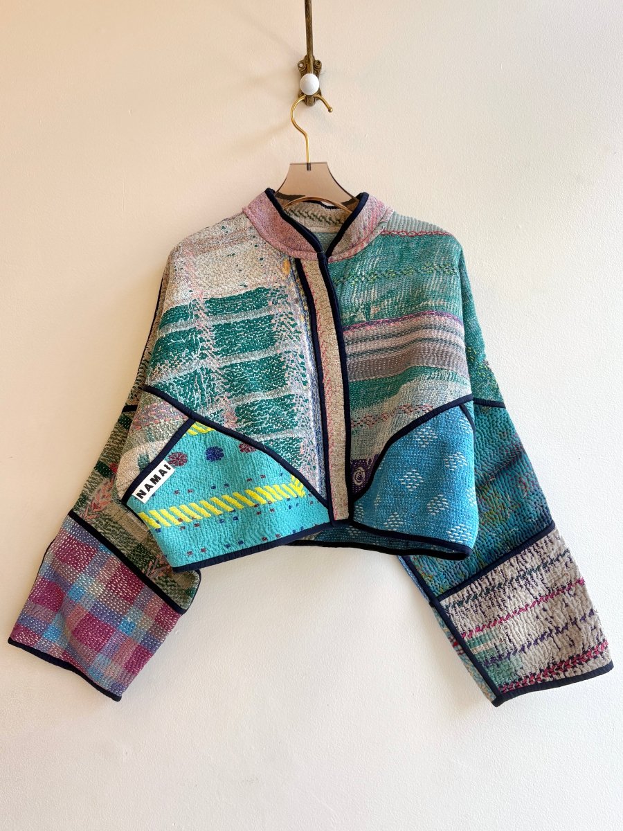 Reversible Kaira Quilted Cropped Jacket in Colors Jade, Blue, Lavender, Blush, Cream & Sea Foam, Lemon, Orange, Cream - Made X Hudson