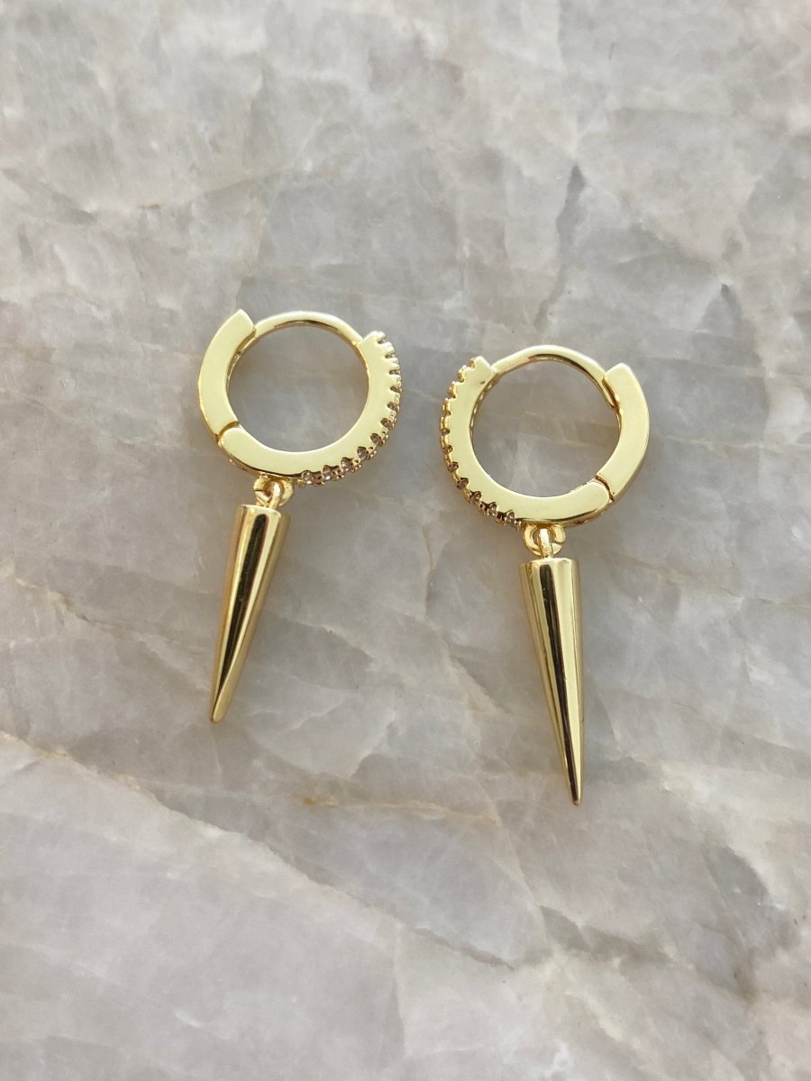 Cubia Zirconia (CZ) Single Spike Hoops - Made X Hudson