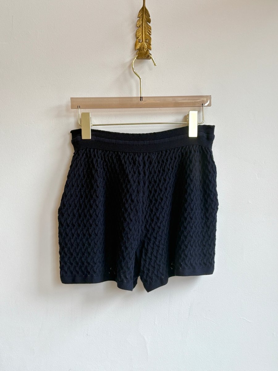 Navy Textured Pointelle Knit Shorts - Made X Hudson
