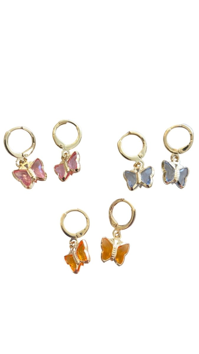 18k Gold Filled Butterfly Dangle Earrings (Multiple Colors) - Made X Hudson