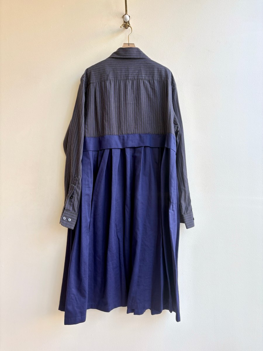 Empire Shirtwaist Dress in Midnight Violet Stripe with Dark Purple (Reworked) - Made X Hudson
