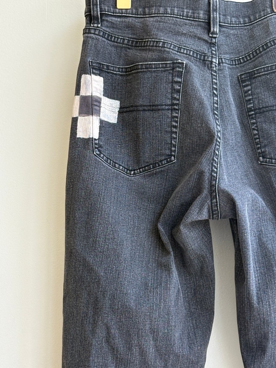 Black Jeans w/ Painted Patchwork (Reworked) - Made X Hudson
