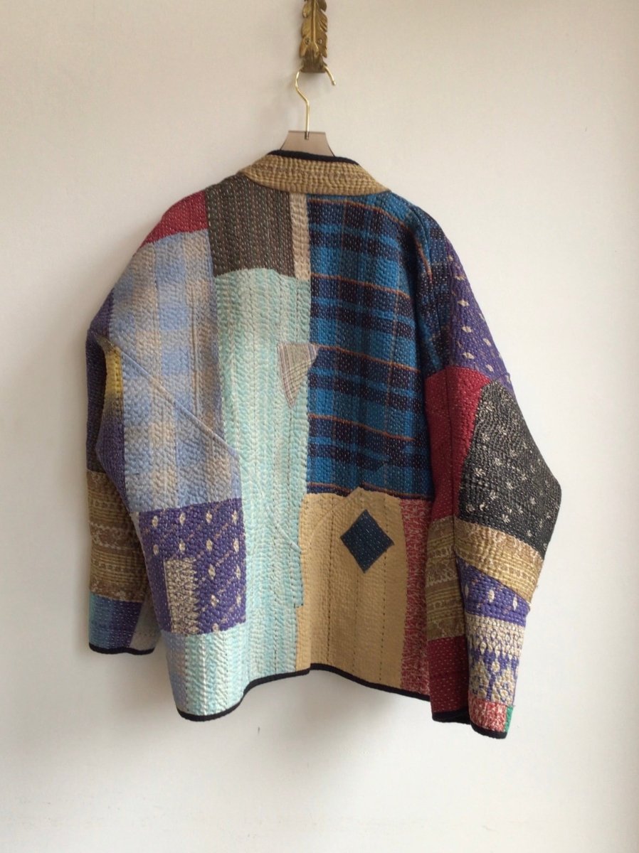 Reversible Ladhiya Quilted Jacket in Colors Lavender, Tan, Yellow & Purple, Red, Blue, Black, Brown, Tan - Made X Hudson