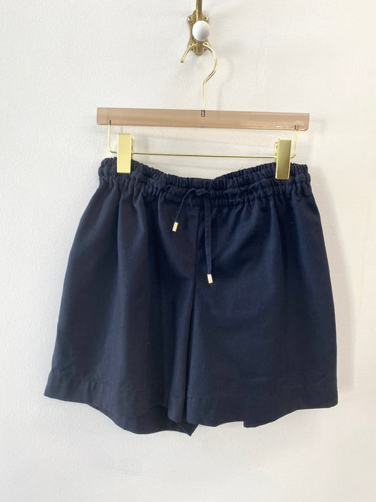 Navy Blue Deadstock Cotton Canvas Shorts w/ Elastic Waistband & Pockets