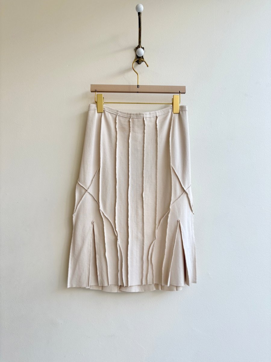 Cream Knit Rayon & Nylon Bell Skirt - Made X Hudson