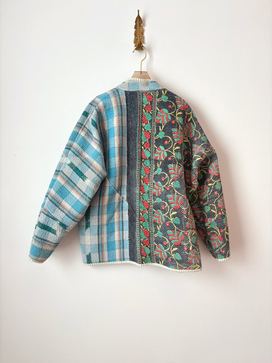 Reversible Ladhiya Quilted Jacket in Sky Blue, Baby Pink, Green, Cream & Sky Blue, Powder Blue, Black, Red, Green - Made X Hudson