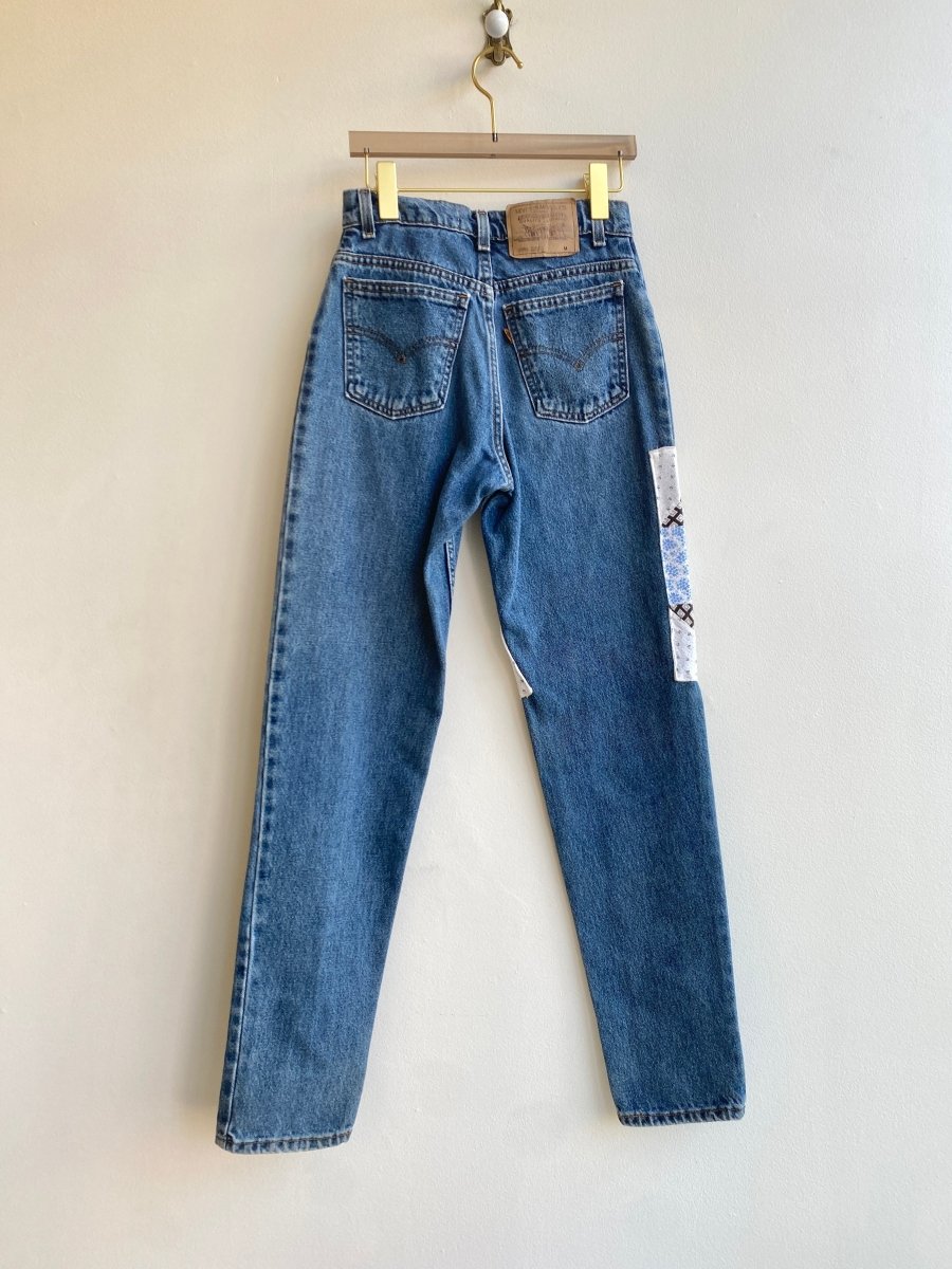 Vintage Orange Tab Levi’s w/ Red, Black, and Blue Quilted Patch Pants (Reworked) - Made X Hudson