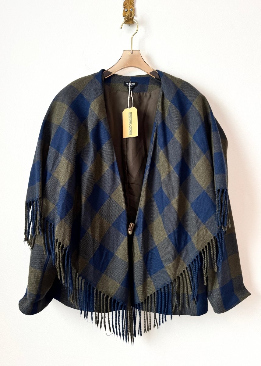 Worth | Fern and Blue Plaid Fringed Blazer (Vintage) - Made X Hudson