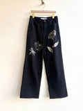 Black Denim Butterfly Bleach Painted Pants (Reworked) - Made X Hudson