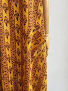 Maroon & Black Floral Stripe Golden Yellow Chore Dress w/ Patch Pockets - Made X Hudson