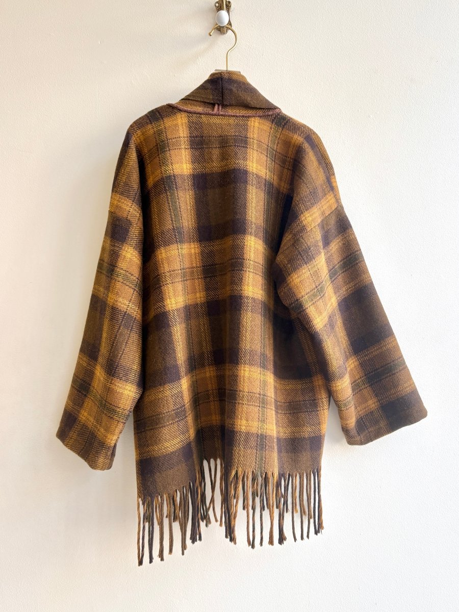 Ocher, Brown, & Mustard Plaid Heritage Blanket Coat - Made X Hudson