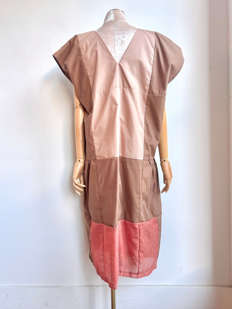 Fawn, Chestnut and Sheet Terracotta Gridded Caftan (Reworked) - Made X Hudson