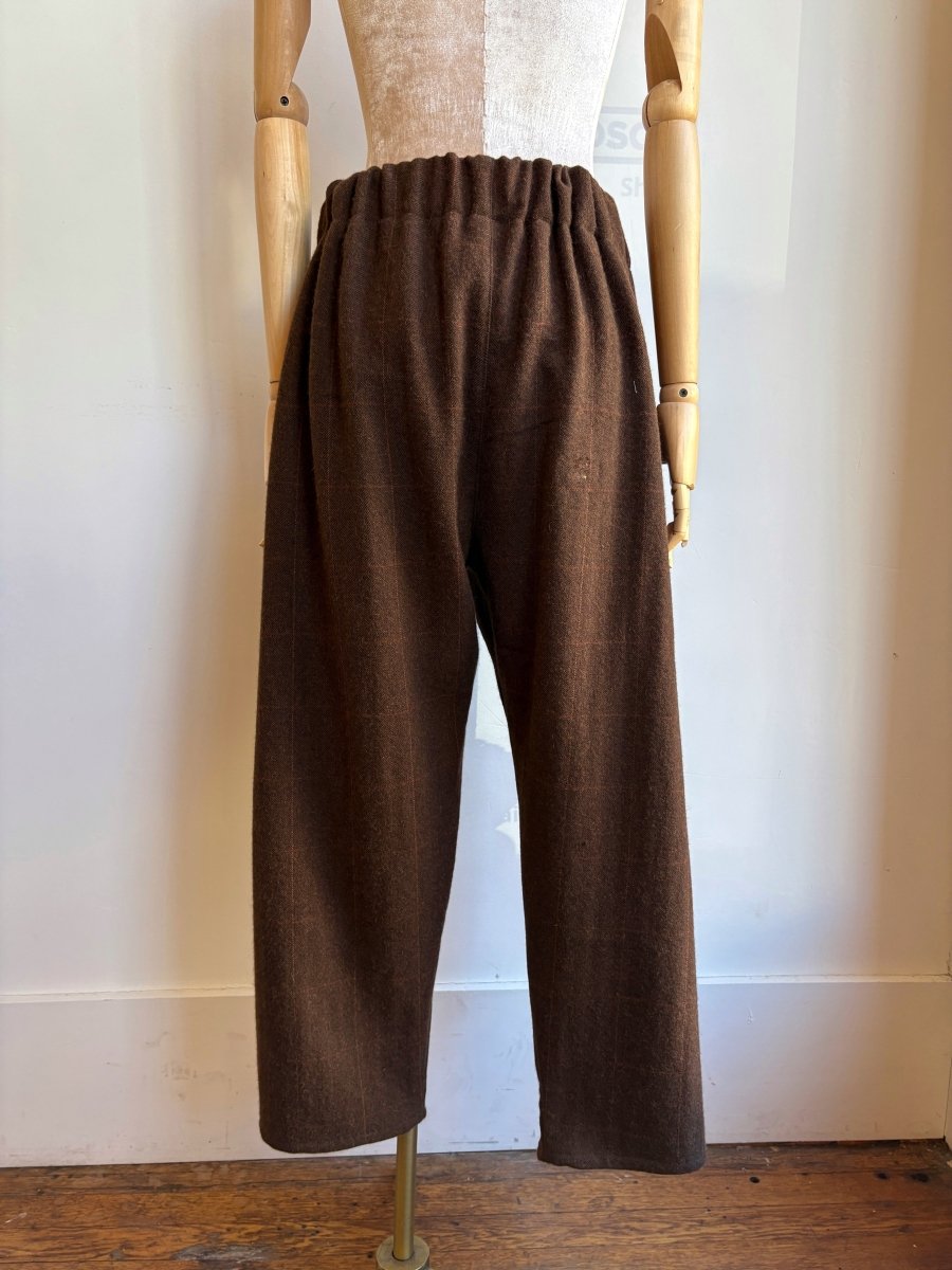 Brown Plaid Woolen Studio Pants - Made X Hudson