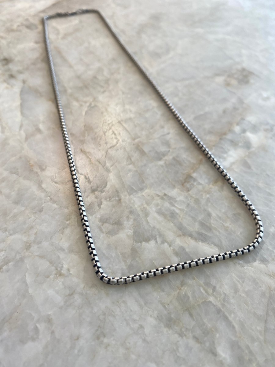 24" Large Sterling Silver Box Chain Necklace - Made X Hudson