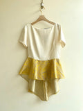 Silk Palm Leaf Print Peplum Top - Made X Hudson
