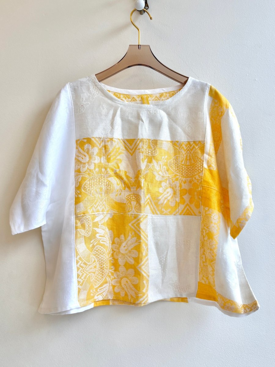 Amber Gold and White Brocade | Picnic Top - Made X Hudson