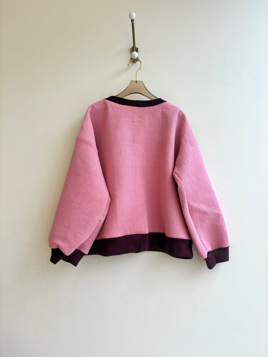 Cranberry Pink Handwoven Double Quilted Sweater - Made X Hudson