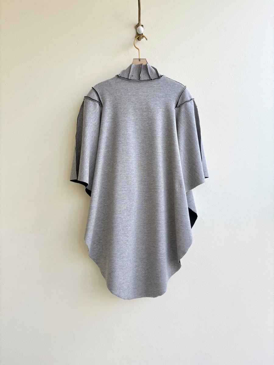 Light Grey Wool Reversible Cape w/ Pockets - Made X Hudson