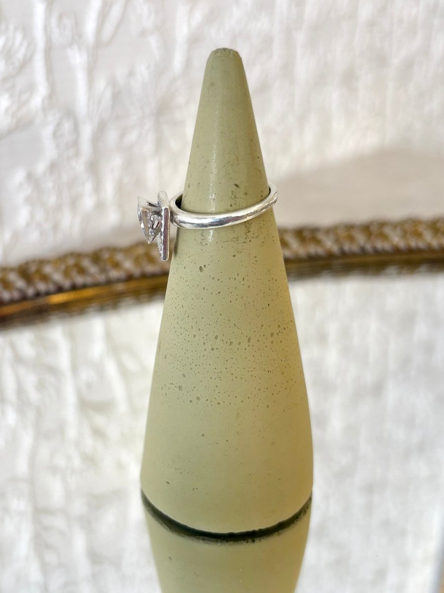 Square Rock - n - Roll Sterling Silver Ring w/ Clear CZ Stone - Made X Hudson