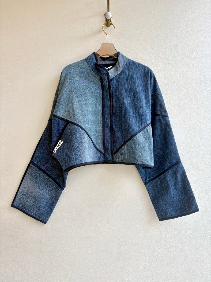 “Huron” Kaira Upcycled Denim Cropped Jacket - Made X Hudson