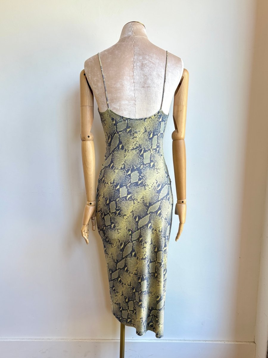 Diane von Furstenberg | Navy & Lime Snakeskin Print Bodycon Dress (Vintage) - Made X Hudson