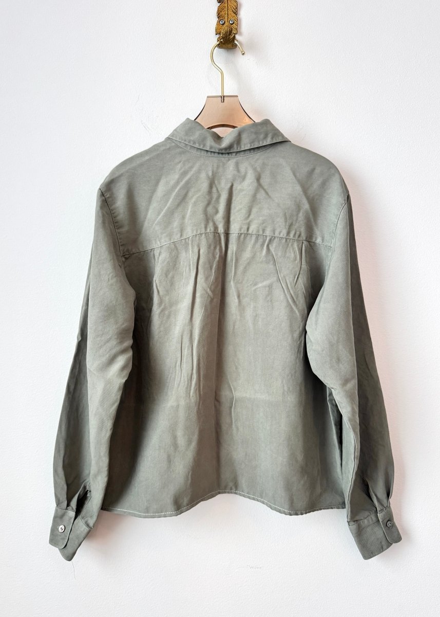 The Vale Shirt in Soft Sage Green Silk (Reworked) - Made X Hudson