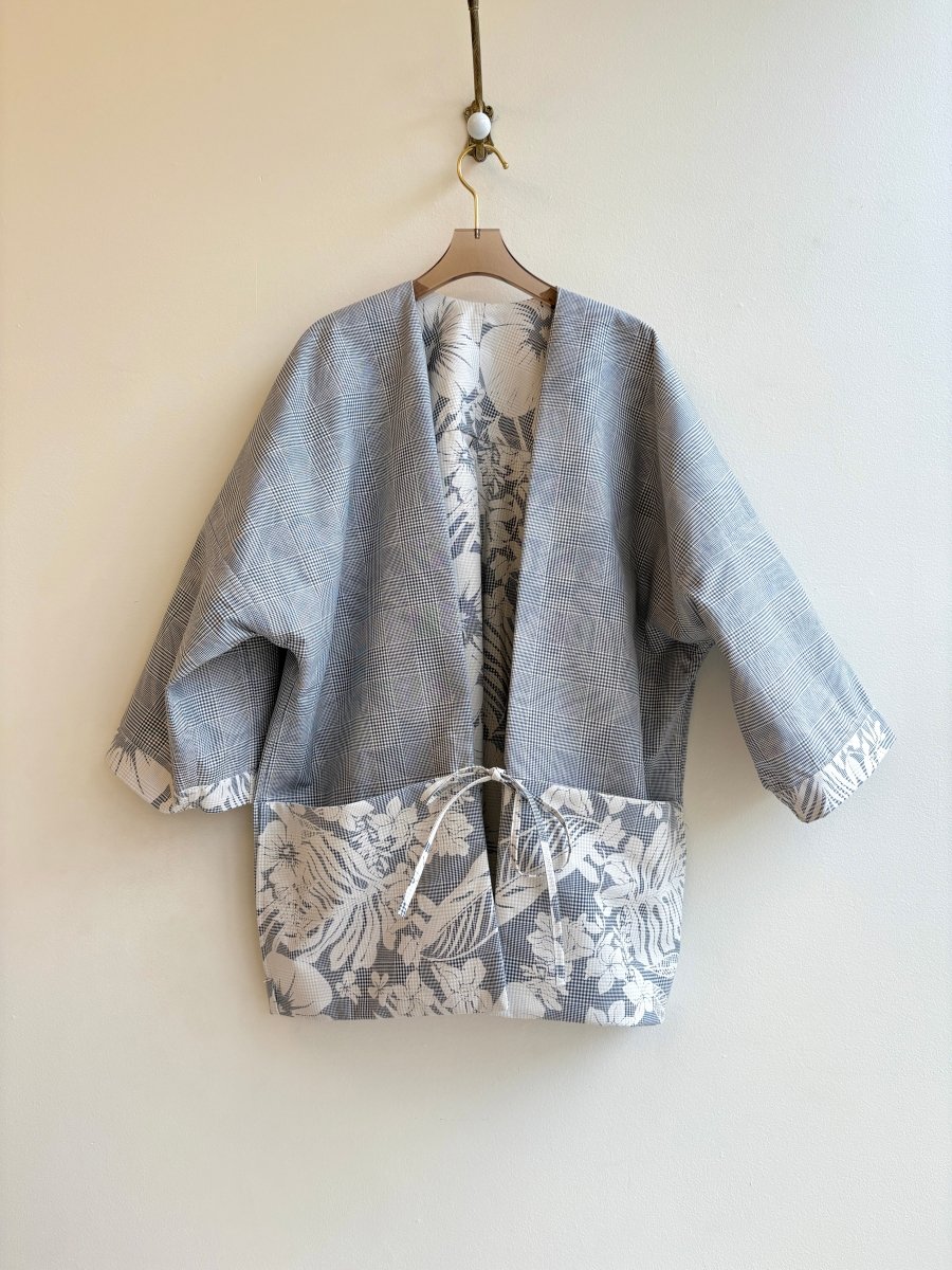 Grey & White Tropical Plaid Reversible Chore Jacket - Made X Hudson