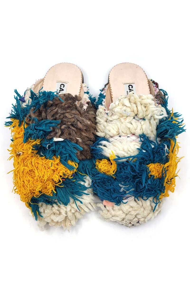 Niki Babouche “Lismer” Flats In Colors Teal, Yellow, Brown, & Cream (Size 40) - Made X Hudson