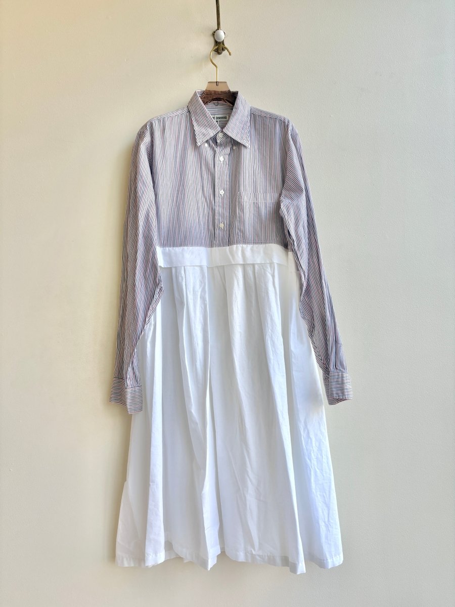 Empire Shirtwaist Dress in Tomato and Black Stripe with White (Reworked) - Made X Hudson