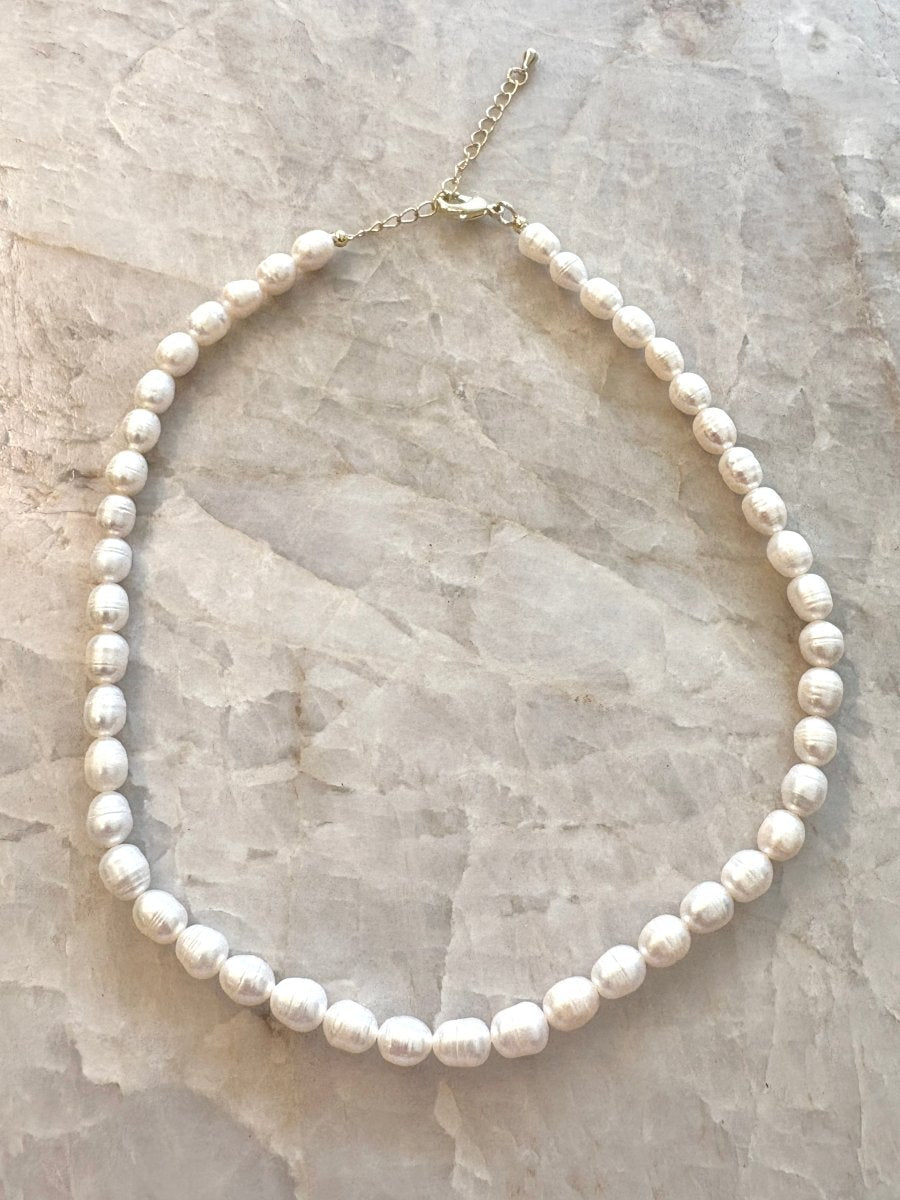 Freshwater Pearl Chain Choker Necklace - Made X Hudson