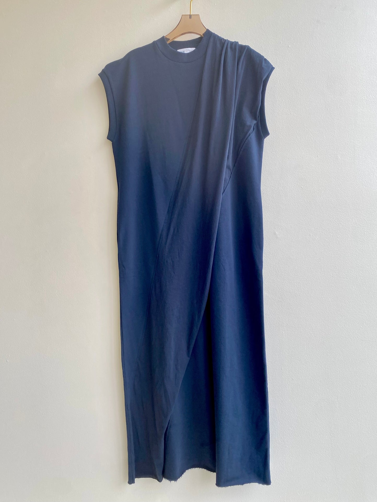 Maxi Dress w/ Draped Overlay (Navy)