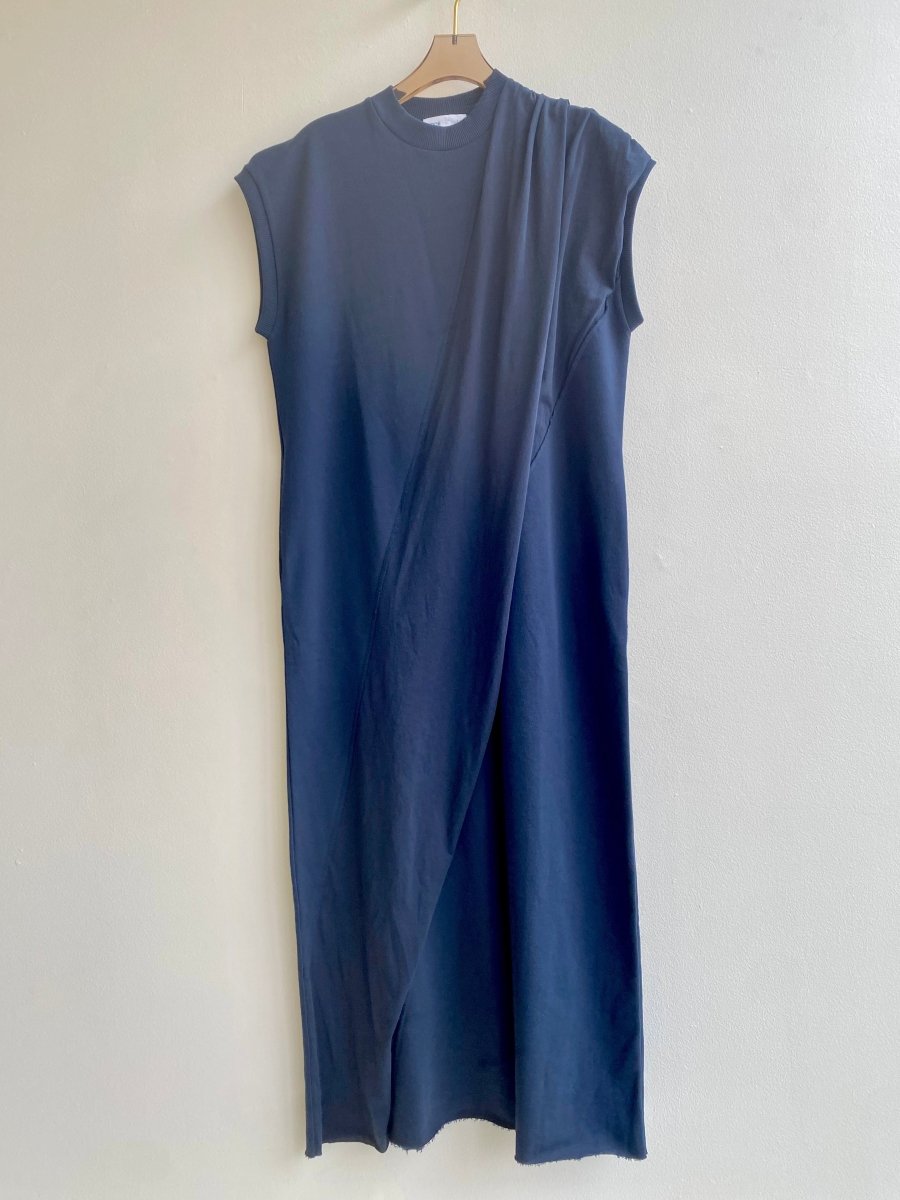 Maxi Dress w/ Draped Overlay (Navy) - Made X Hudson