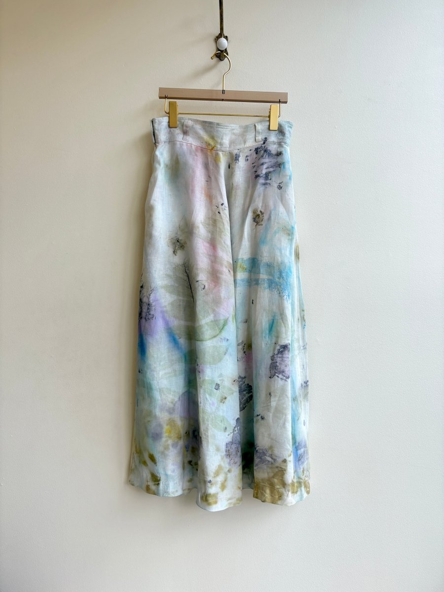 Long Linen Eco - Printed & Sky Blue Skirt (Reworked) - Made X Hudson