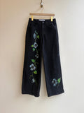 "Eden" Black Denim with Morning Glories | Hand Painted (Reworked) - Made X Hudson