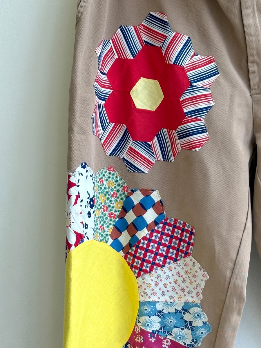 3 Dresden Quilted Plate Blocks Brown Chino Pant (Reworked) - Made X Hudson