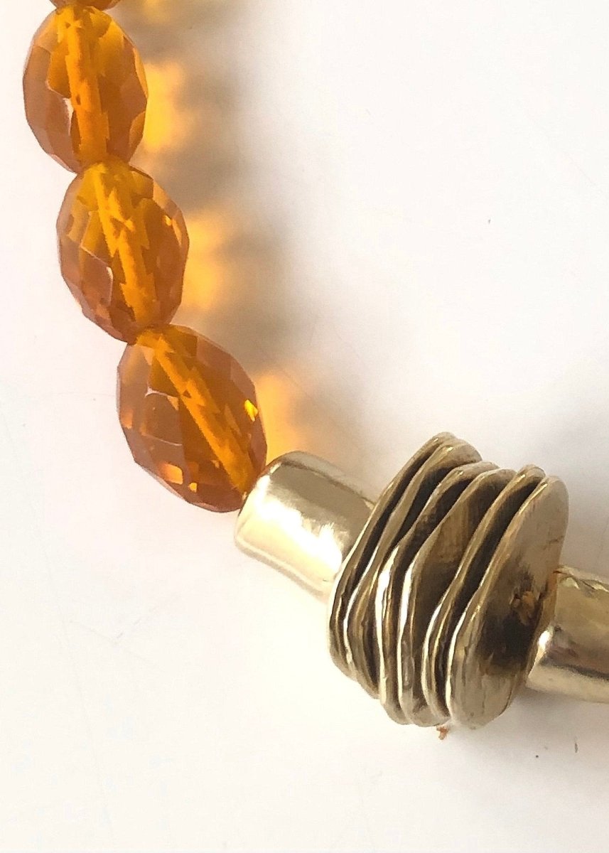 Collana Necklace | Orange Egg Faceted Crystals & Brass Beads - Made X Hudson