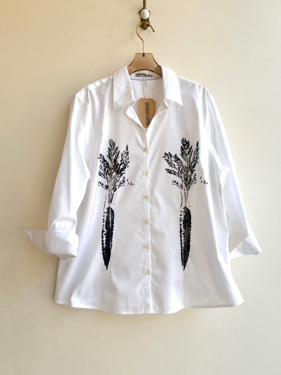 “ Evelyn” White Carrot Print Shirt (Reworked) - Made X Hudson