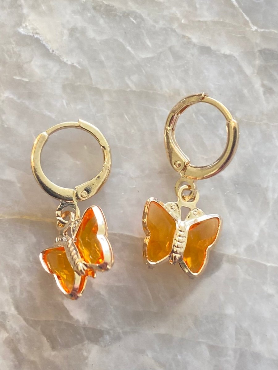 18k Gold Filled Butterfly Dangle Earrings (Multiple Colors) - Made X Hudson