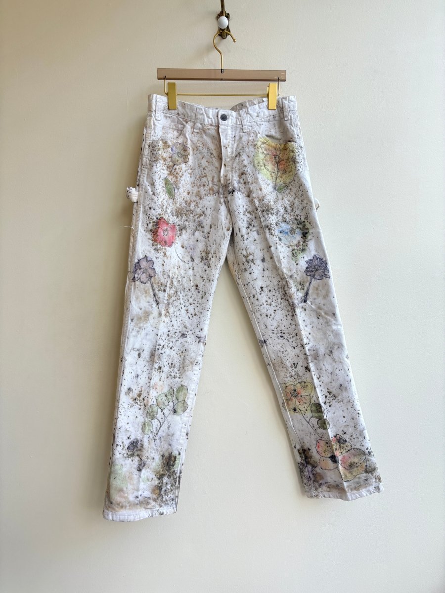 Orange, Lavender & Olive Eco Printed & Hand Drawn Pants (Reworked) - Made X Hudson